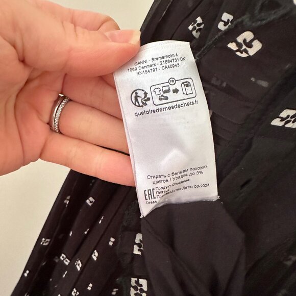 GANNI Black Pleated Georgette Midi Dress - Picture 6 of 6